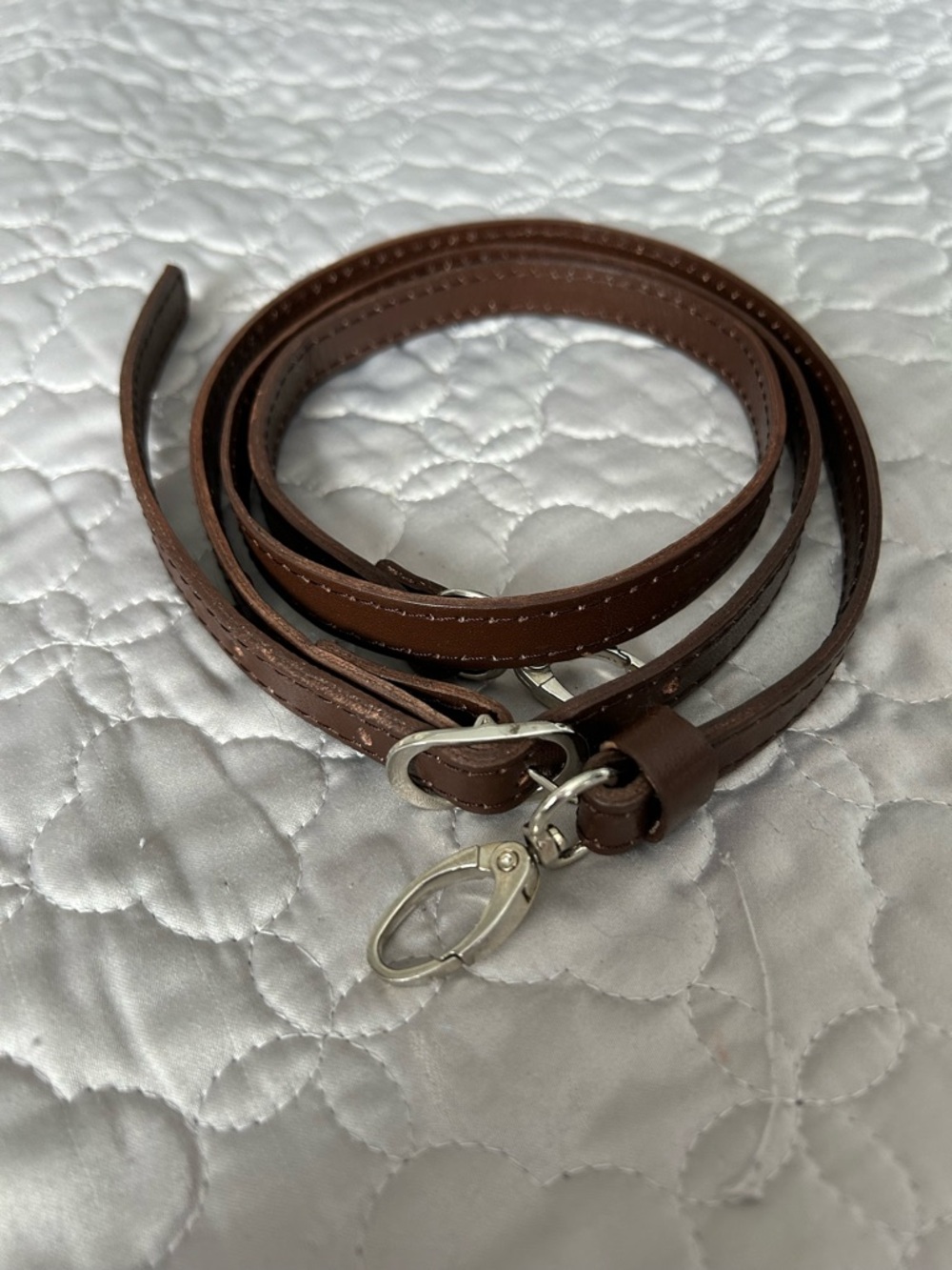Brown Leather Crossbody/Adjustable Shoulder Strap with Silver Tone Hardware